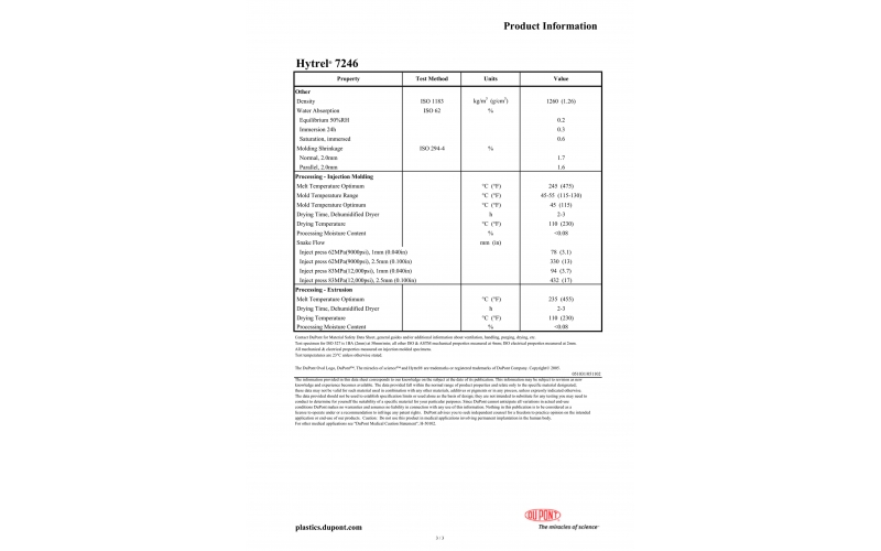 HYTREL? TPC-ET 热塑性弹性体 物性表